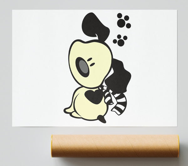 Dog Paw Print Scarf White Giclee Print