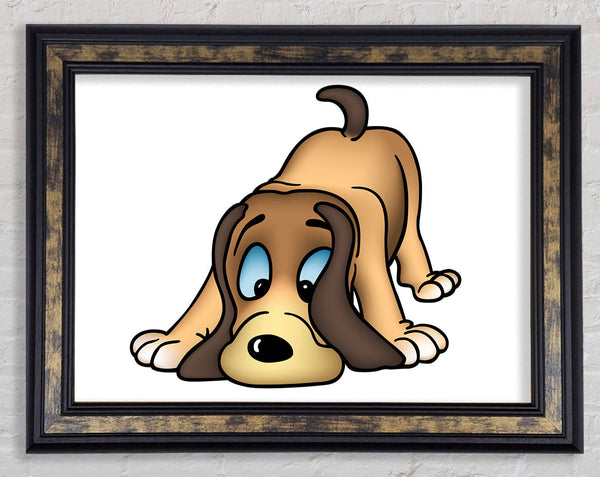 Dog Sniffing White Framed Print