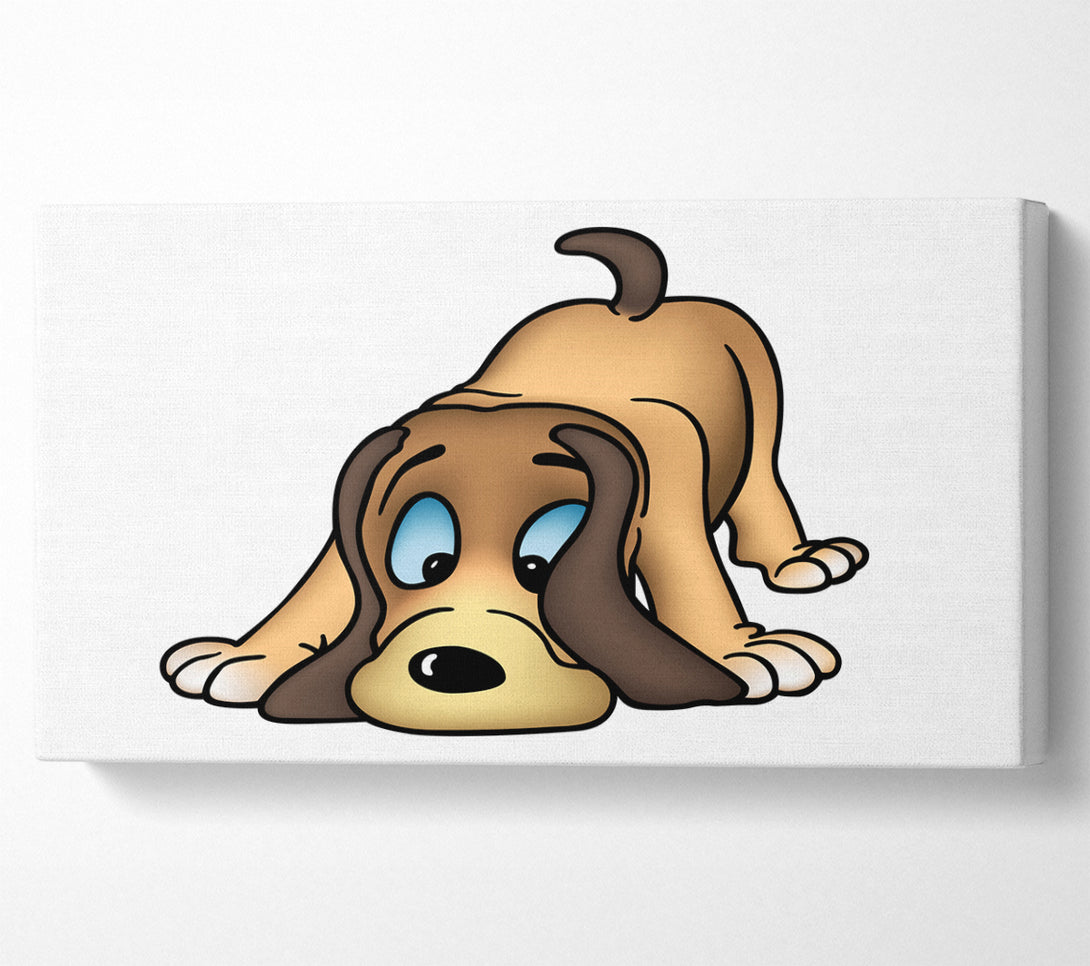 A Canvas Print of Dog Sniffing White Canvas Print
