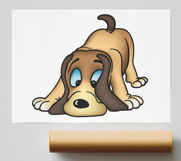 Dog Sniffing White Giclee Print