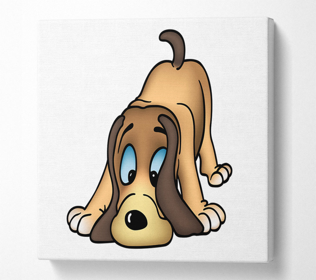  A Canvas Print of Dog Sniffing White Canvas Print