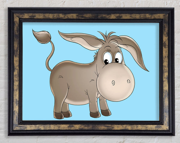 Donkey Short Legs Baby Blue Framed Print
