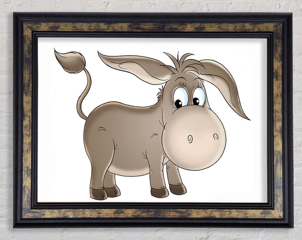 Donkey Short Legs White Framed Print