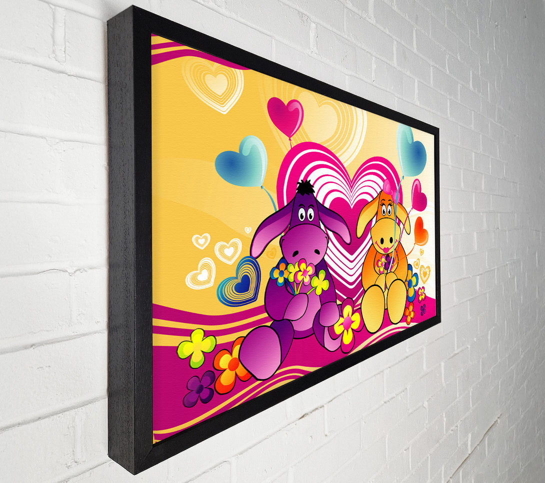  A Canvas Print of Donkeys And Hearts Celebration White Canvas Wall Art