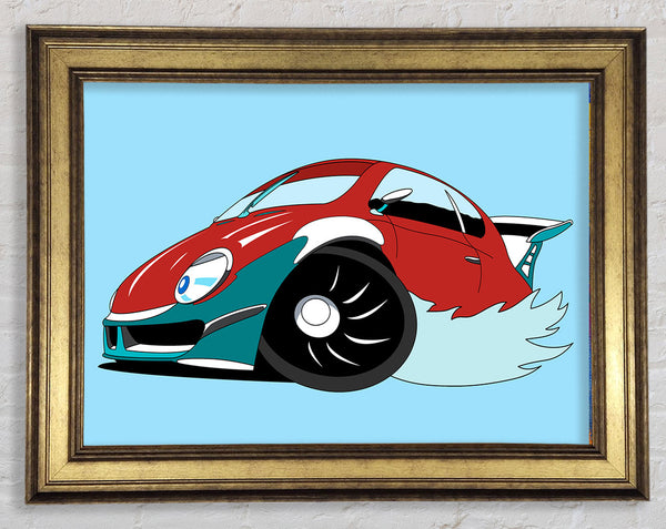 Fast Racecar Baby Blue Framed Print