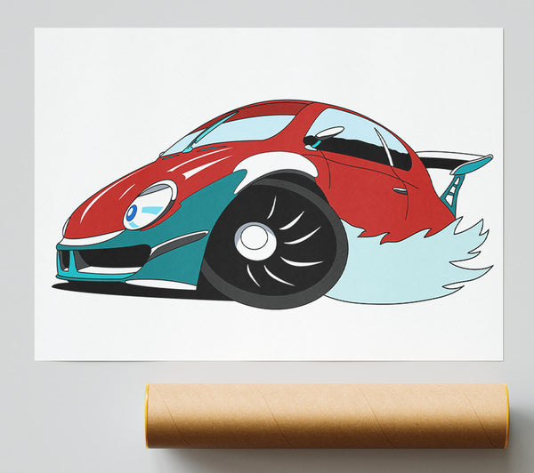 Fast Racecar White Print