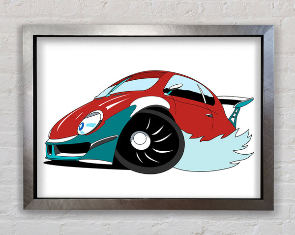 Fast Racecar White Framed Print