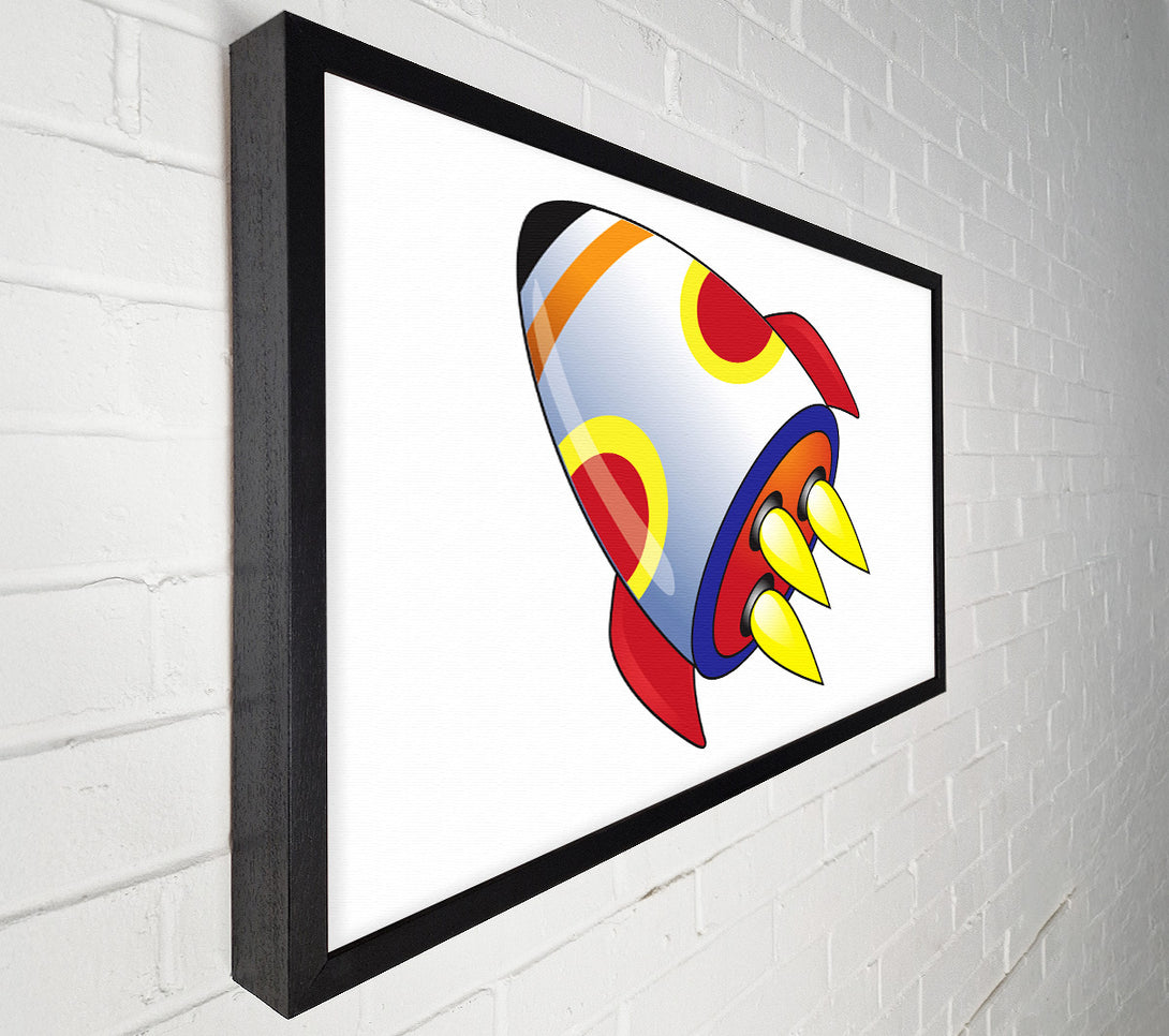  A Canvas Print of Flying Rocket Ship White Canvas Print