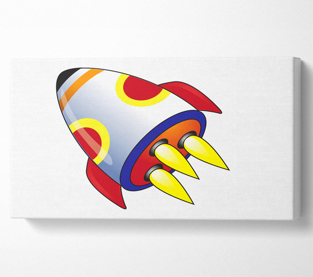  A Canvas Print of Flying Rocket Ship White Canvas Print