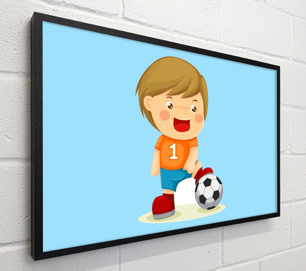 Footballer Standing On Ball Baby Blue
