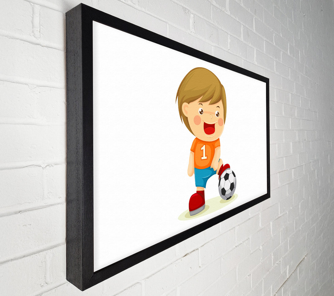  A Canvas Print of Footballer Standing On Ball White Canvas Art