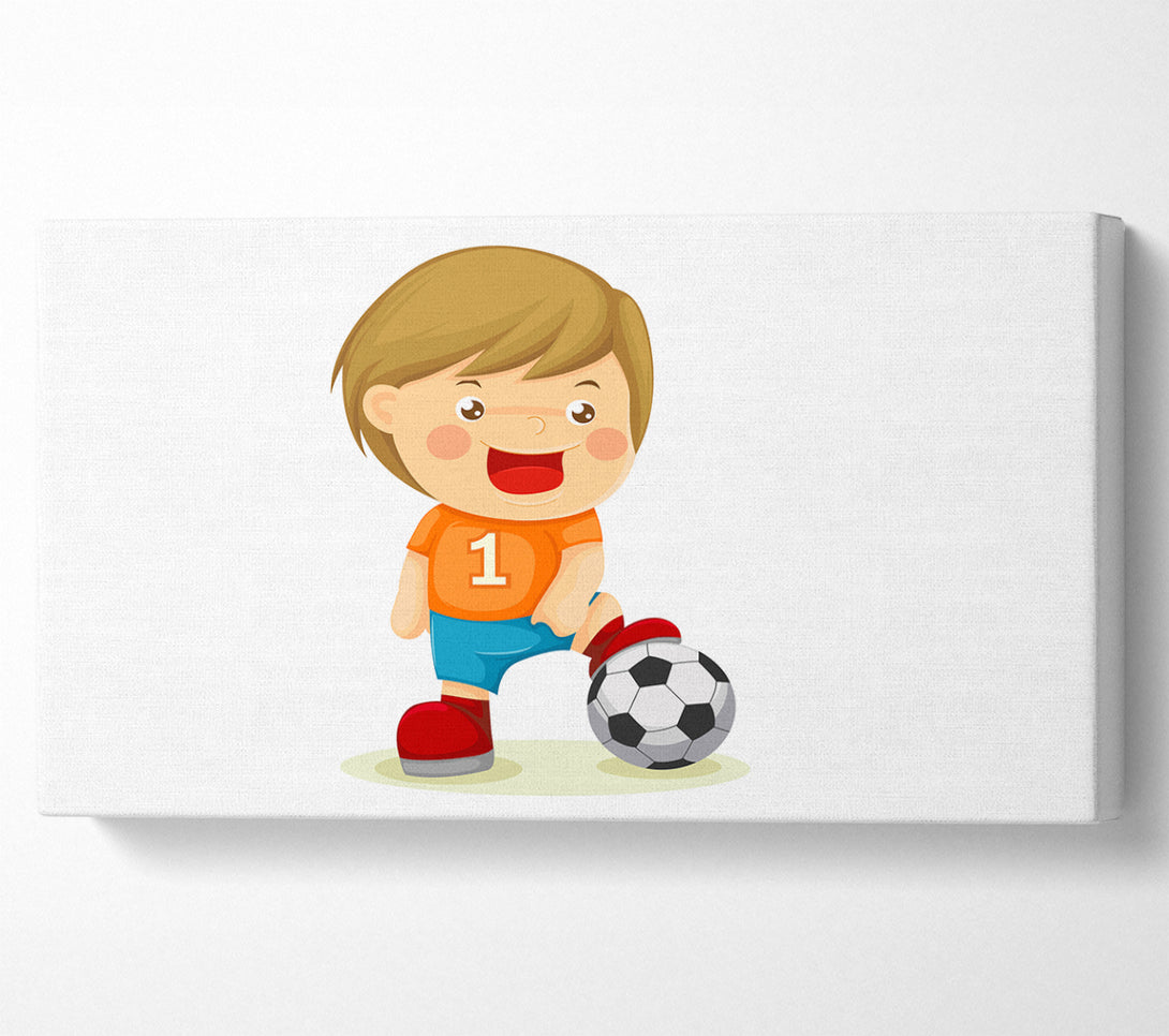  A Canvas Print of Footballer Standing On Ball White Canvas Art