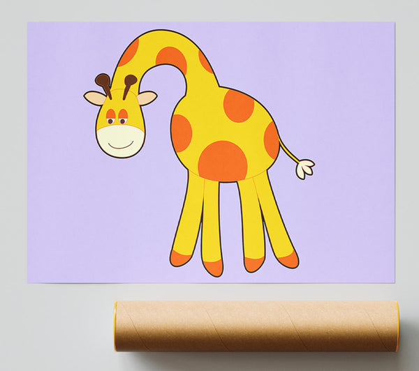 Funny Giraffe Looking Down Lilac Poster