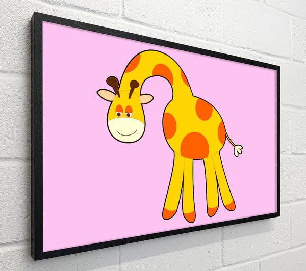 Funny Giraffe Looking Down Pink