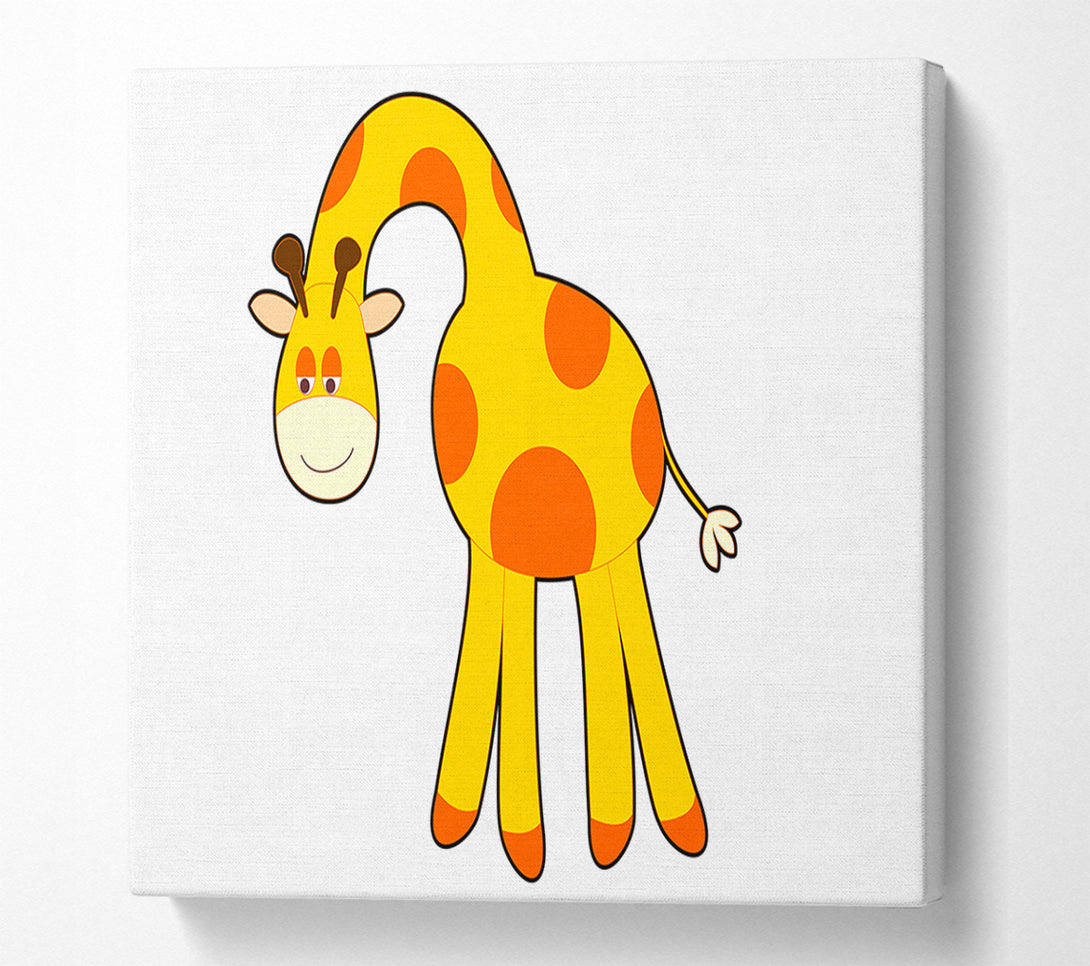 A Canvas Print of Funny Giraffe Looking Down White Canvas Print