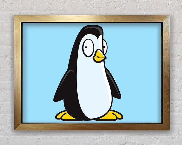 Funny Penguin Baby Blue Framed Print