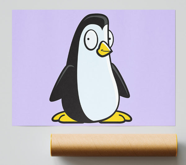 Funny Penguin Lilac Giclee Print
