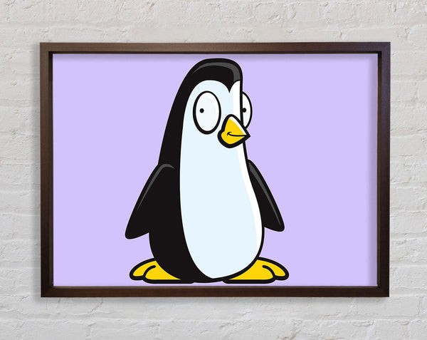 Funny Penguin Lilac Framed Print