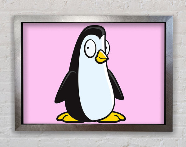 Funny Penguin Pink Framed Print