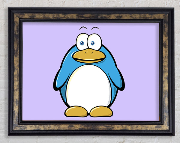 Funny Penquin Standing Lilac Framed Print