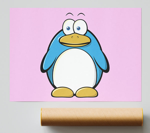 Funny Penquin Standing Pink Giclee Print