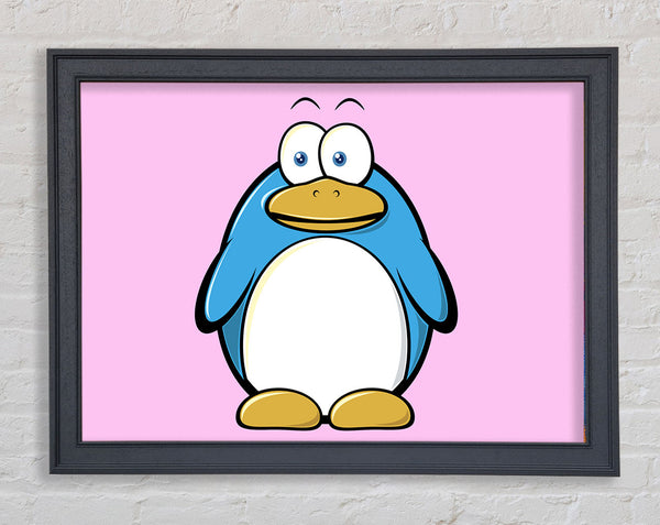 Funny Penquin Standing Pink Framed Print