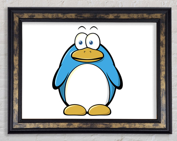 Funny Penquin Standing White Framed Print
