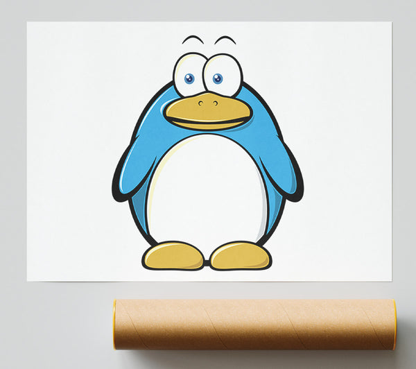 Funny Penquin Standing White Print