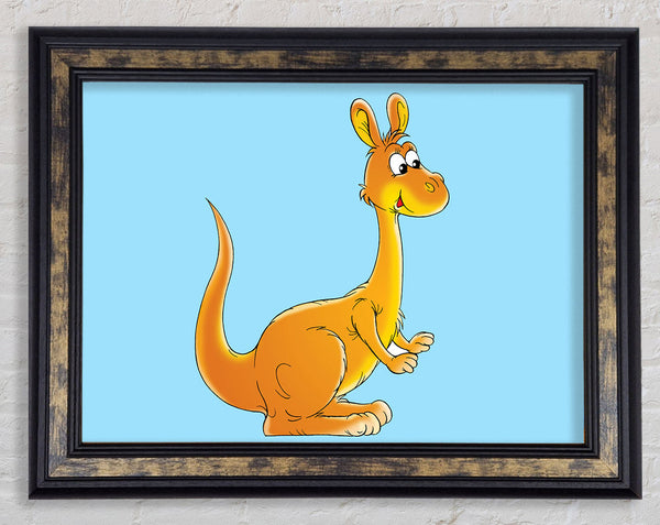 Fuzzy Kangeroo Baby Blue Framed Print