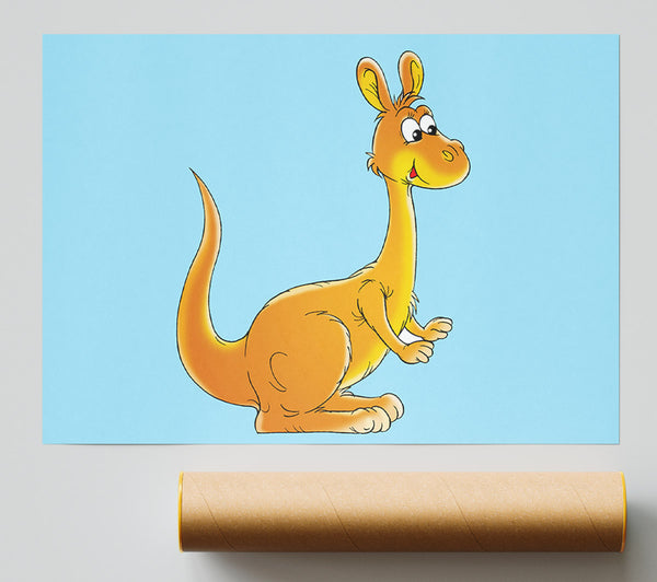 Fuzzy Kangeroo Baby Blue Poster