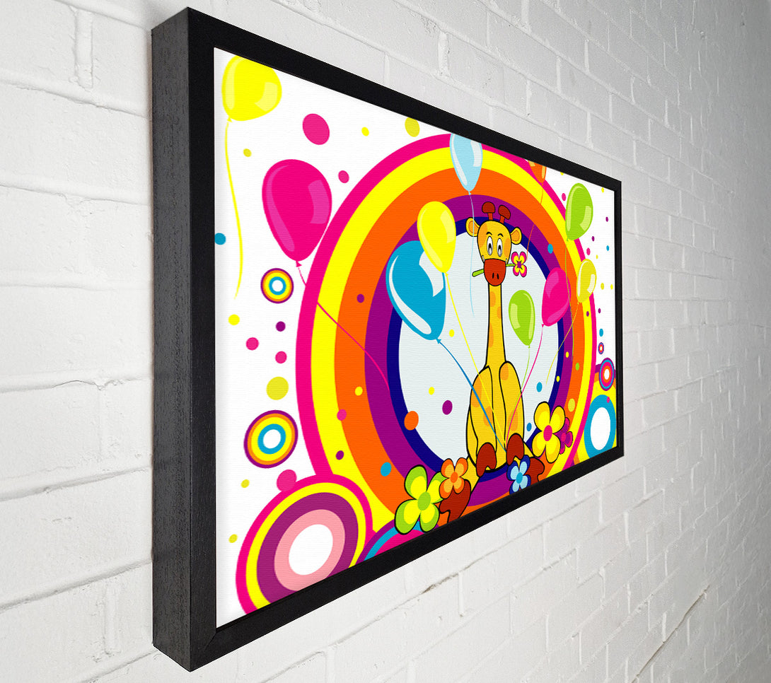  A Canvas Print of Giraffe Balloon Circles White Canvas Print