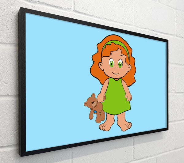 Girl With Teddy Bear Baby Blue