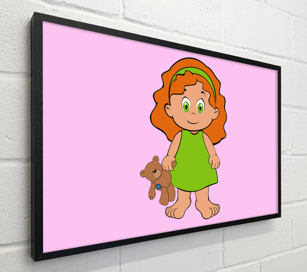 Girl With Teddy Bear Pink