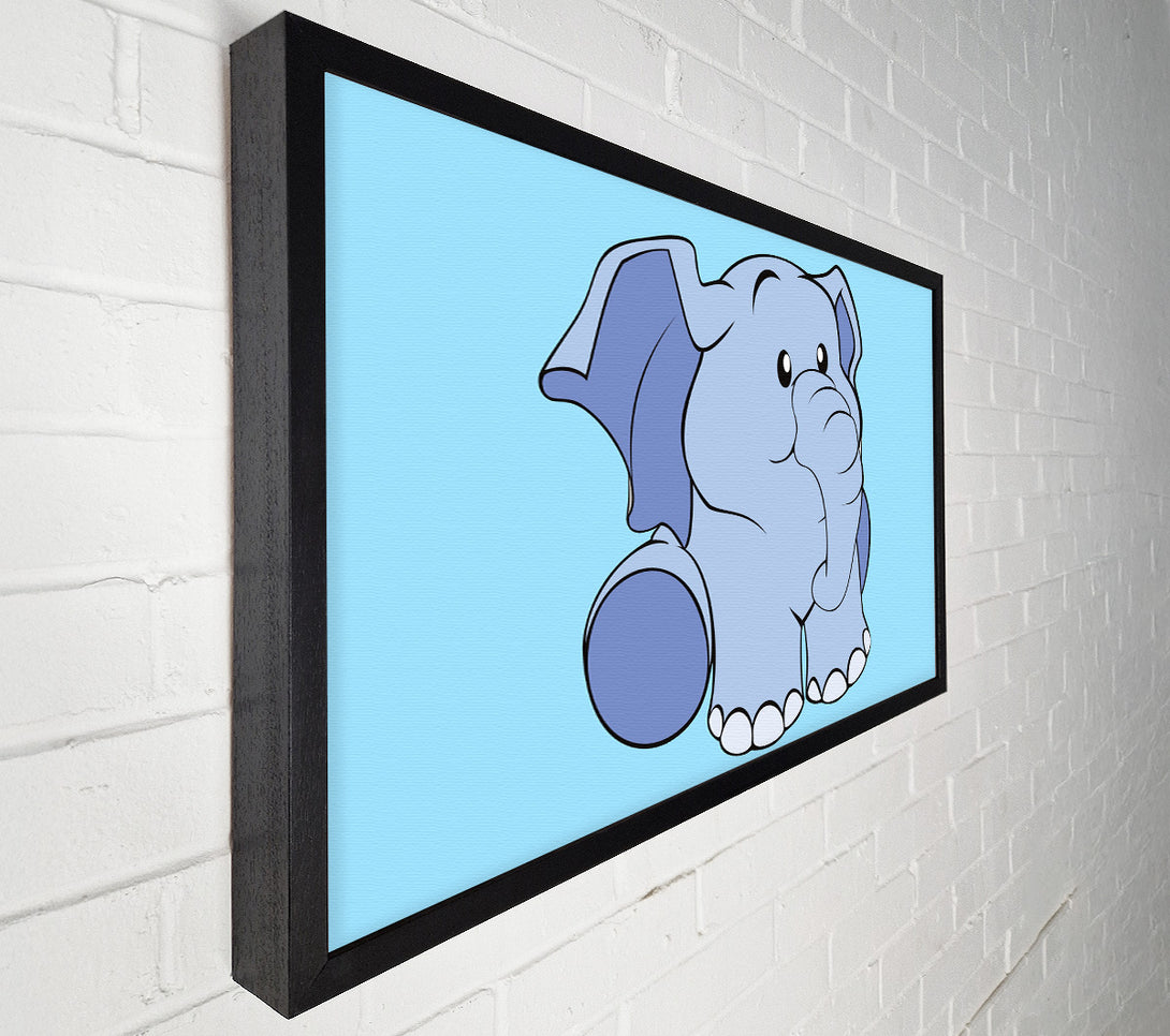  A Canvas Print of Happy Baby Elephant Baby Blue Canvas Wall Art