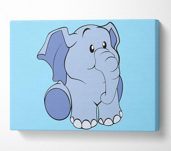  A Canvas Print of Happy Baby Elephant Baby Blue Canvas Wall Art