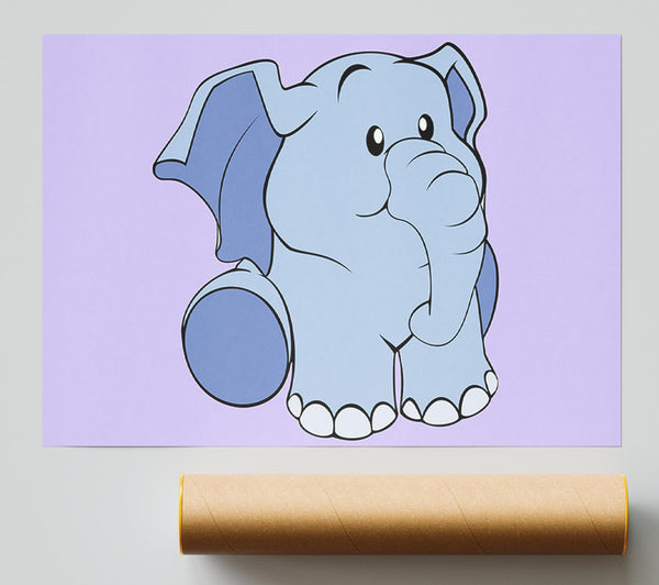 Happy Baby Elephant Lilac Giclee Print