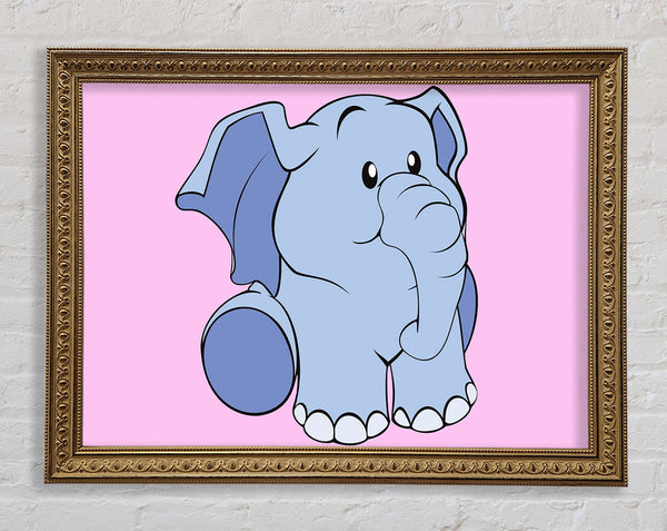 Happy Baby Elephant Pink Framed Print