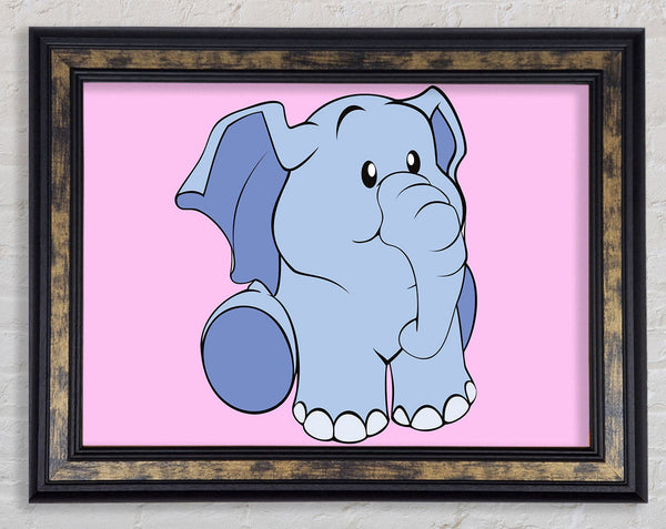 Happy Baby Elephant Pink Framed Print