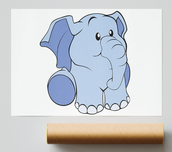 Happy Baby Elephant White Print