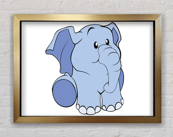 Happy Baby Elephant White Framed Print