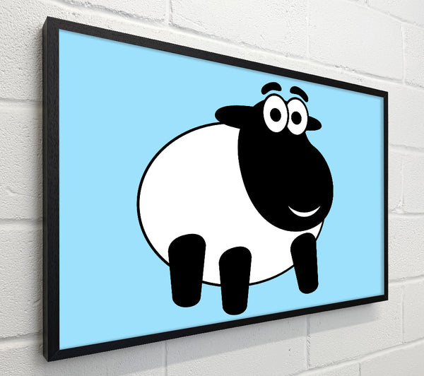 Happy Cartoon Sheep Baby Blue