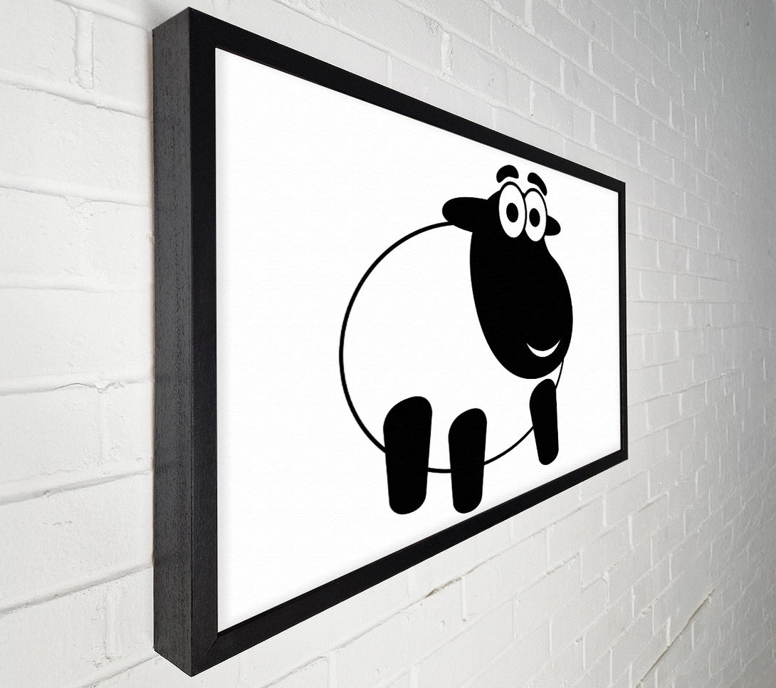  A Canvas Print of Happy Cartoon Sheep White Canvas Art