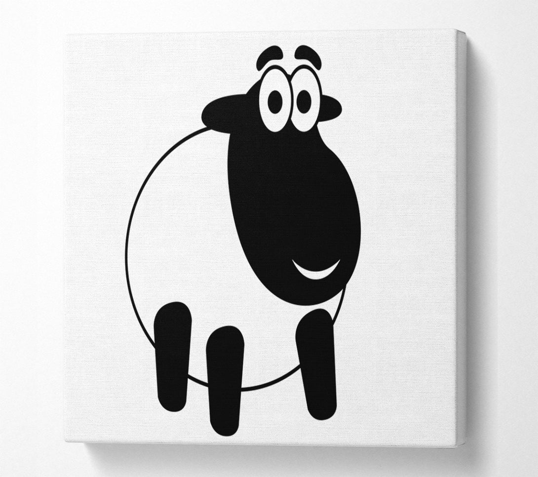  A Canvas Print of Happy Cartoon Sheep White Canvas Art