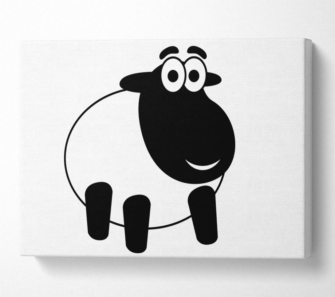  A Canvas Print of Happy Cartoon Sheep White Canvas Art