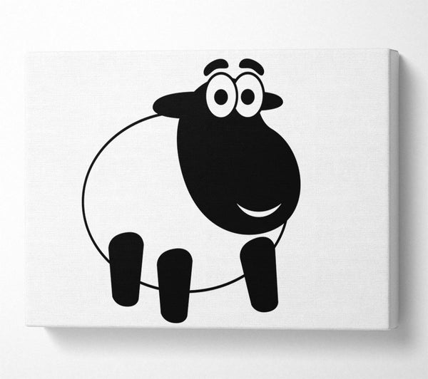  A Canvas Print of Happy Cartoon Sheep White Canvas Art