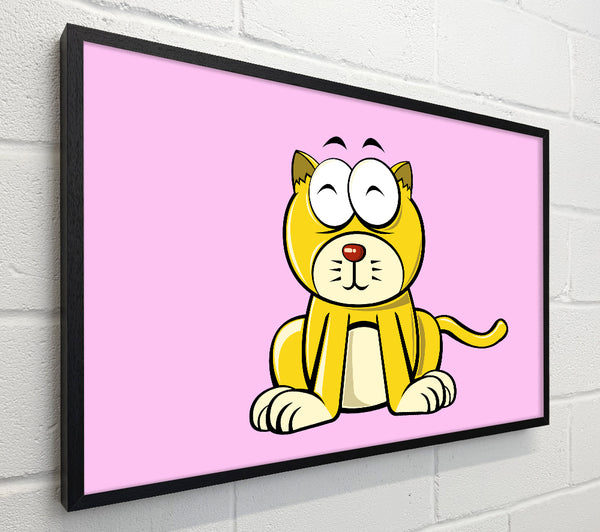 Happy Cat Sitting Pink