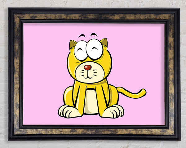 Happy Cat Sitting Pink
