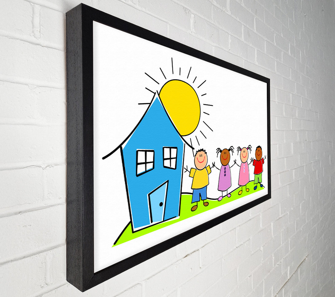  A Canvas Print of Happy Children In The Sun White Canvas Art