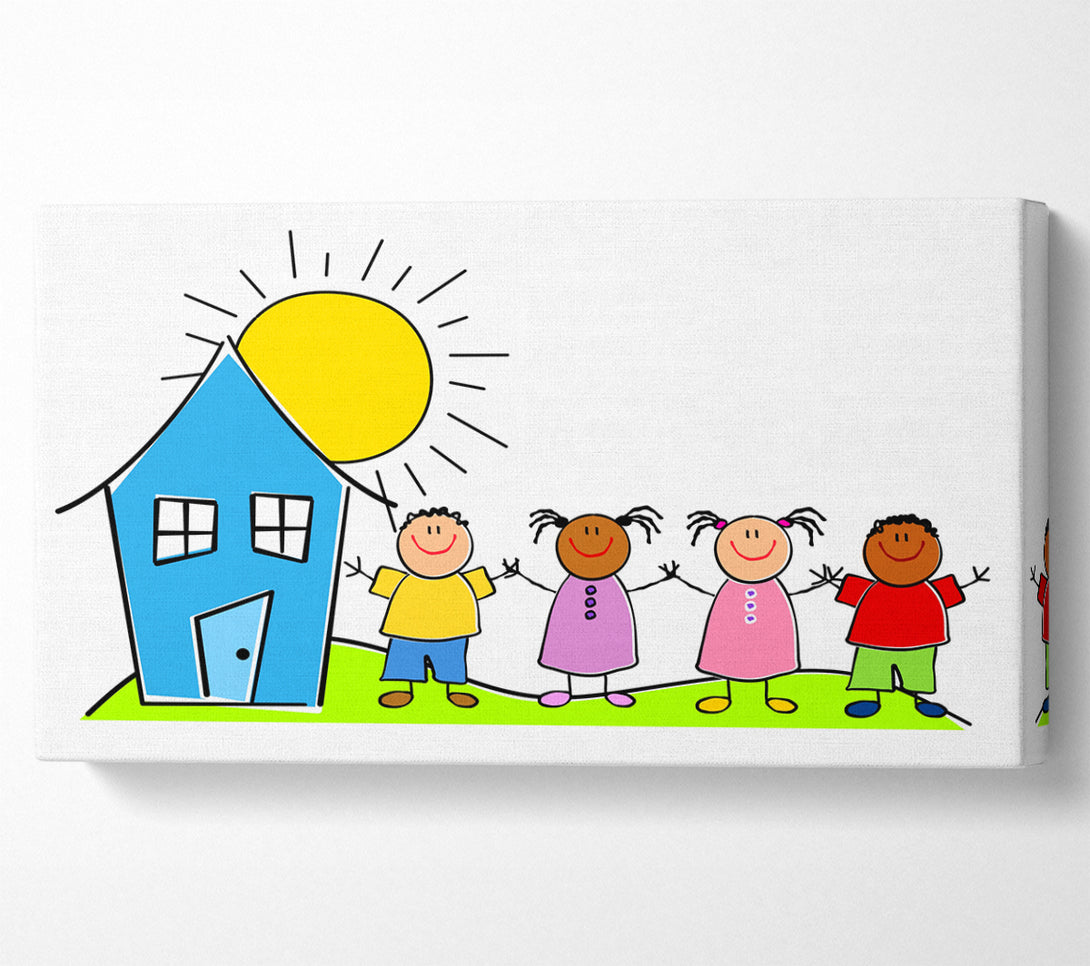  A Canvas Print of Happy Children In The Sun White Canvas Art