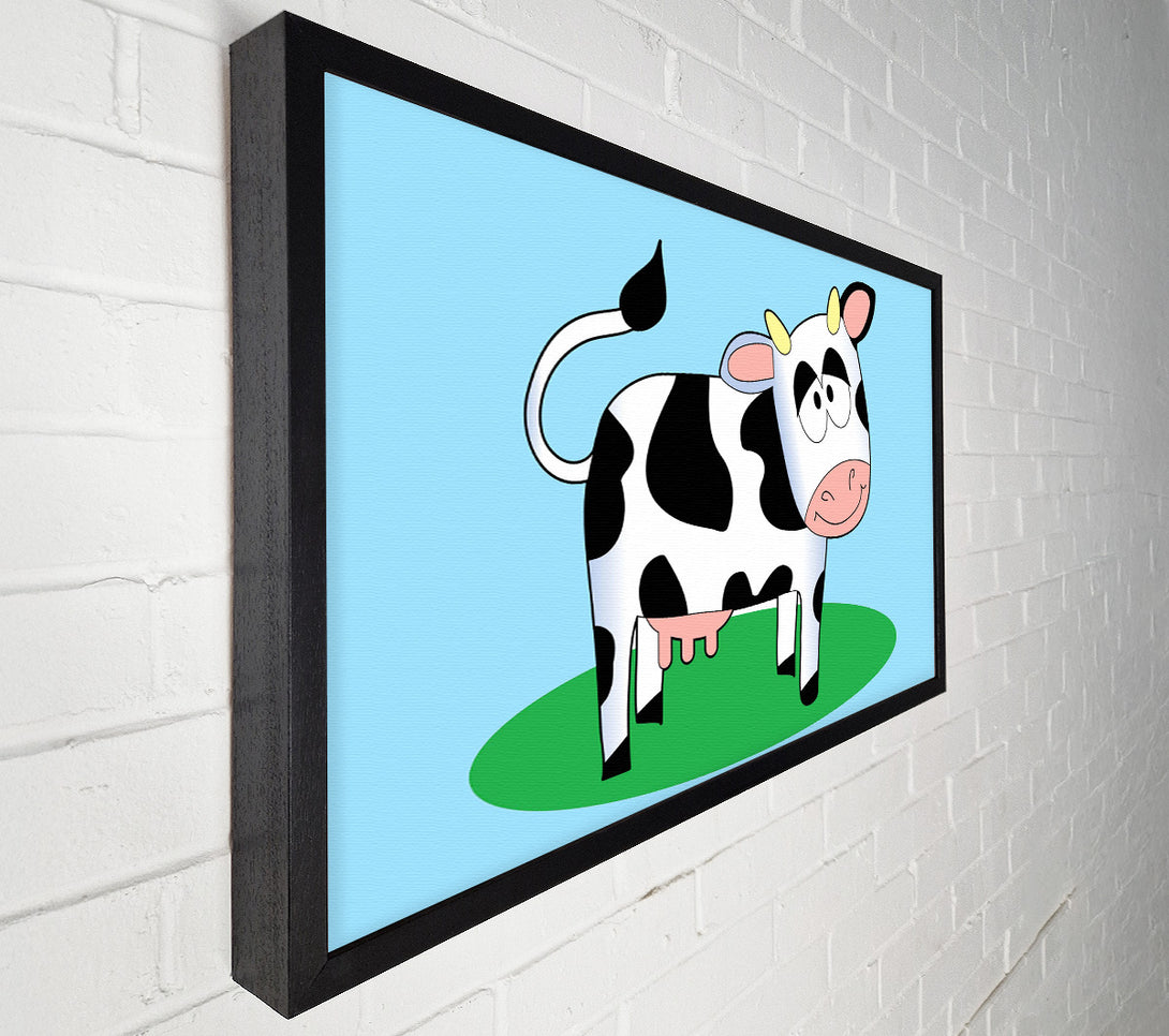  A Canvas Print of Happy Cow Baby Blue Canvas Wall Art